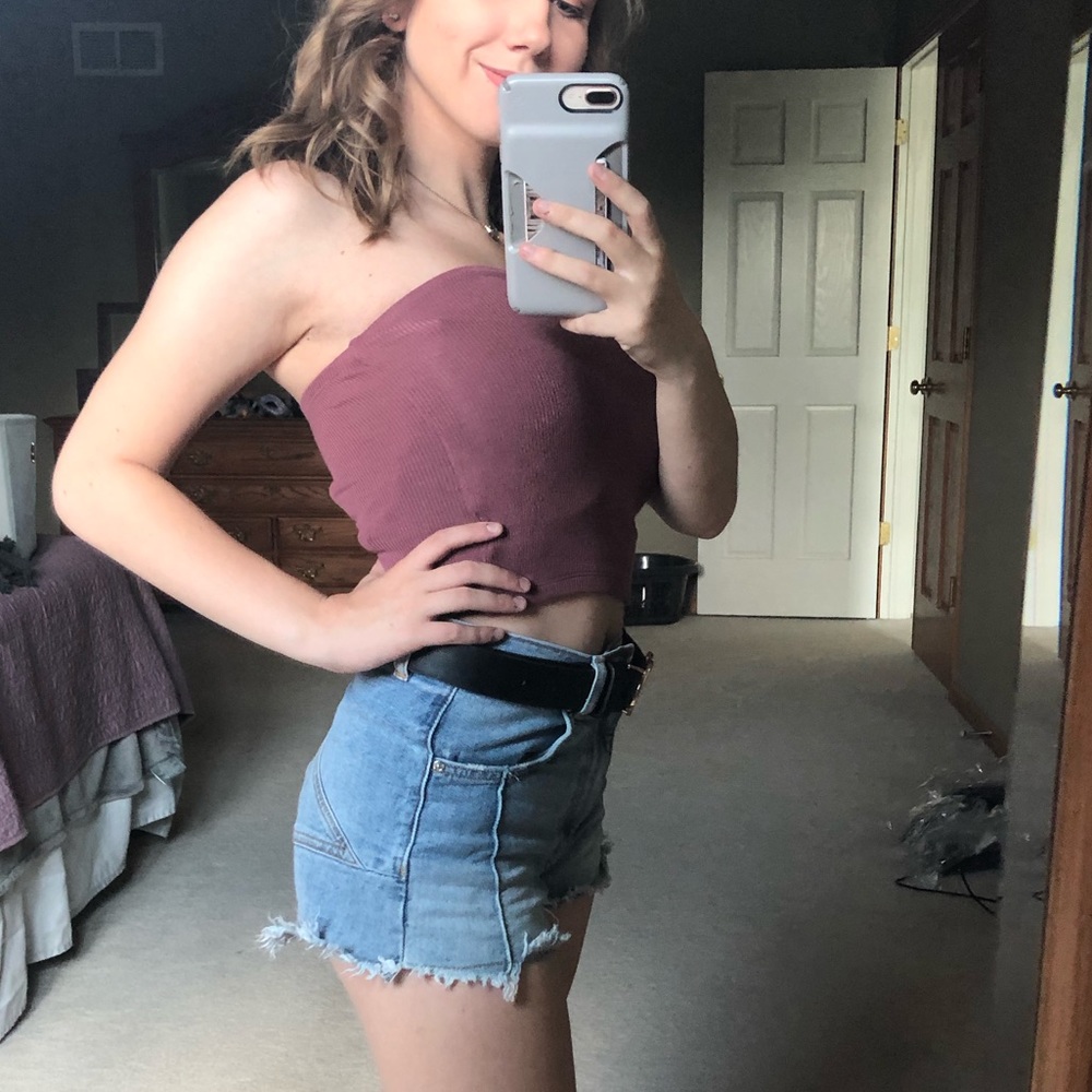Mauve Ribbed Tube Top - Picture 3 of 6